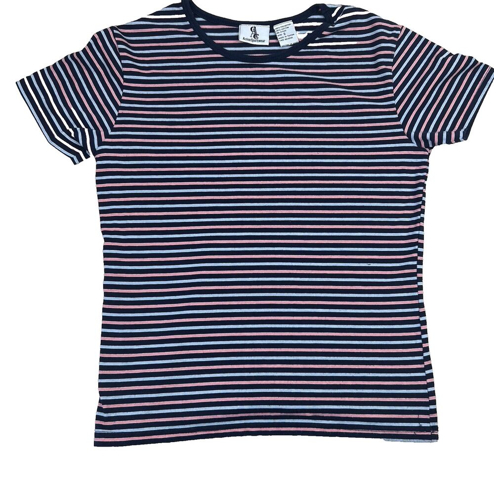Vintage CAC Action Sportswear Stripped Women Shirt Size S - Picture 1 of 9